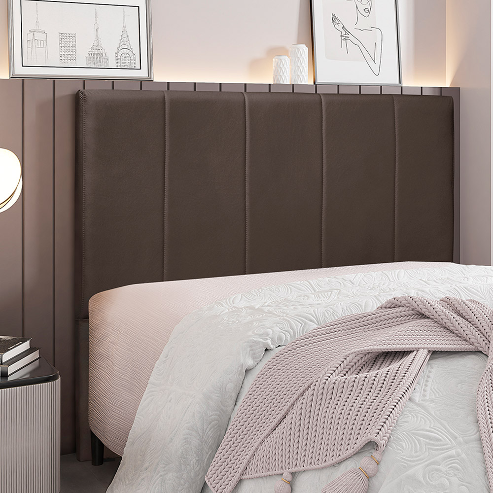 Cabeceira Decorativa Queen Size 1,60M Erza Veludo Marrom G63 - Gran Belo