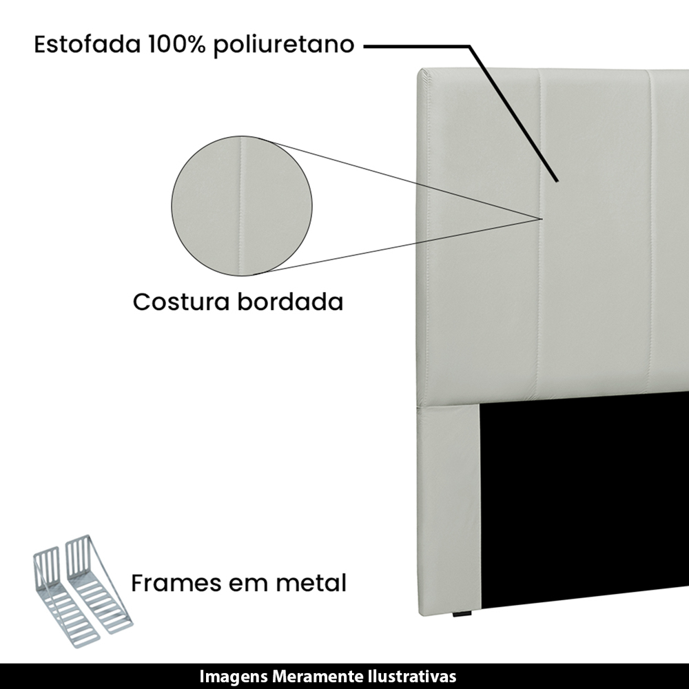 Cabeceira Decorativa Queen Size 1,60M Erza Veludo Prata G63 - Gran Belo