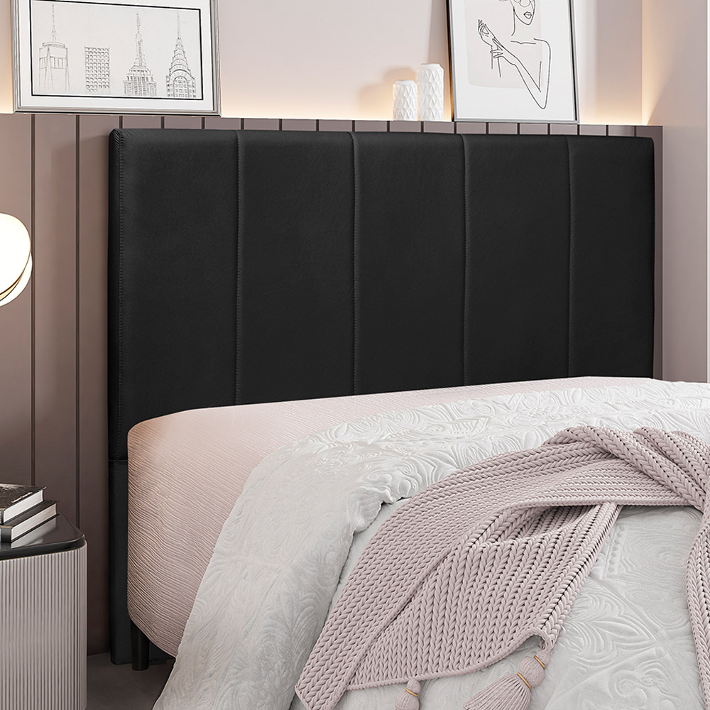 Cabeceira Decorativa Queen Size 1,60M Erza Veludo Preto G63 - Gran Belo