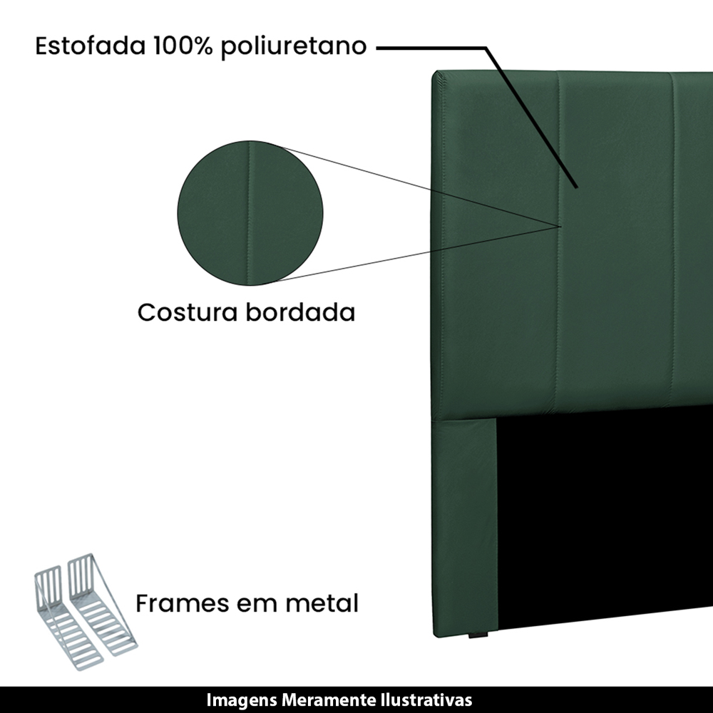 Cabeceira Decorativa Queen Size 1,60M Erza Veludo Verde Floresta G63 - Gran Belo