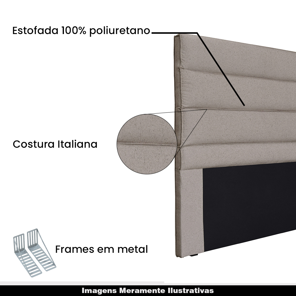 Cabeceira Decorativa Queen Size 1,60M Guess Linho Areia G63 - Gran Belo