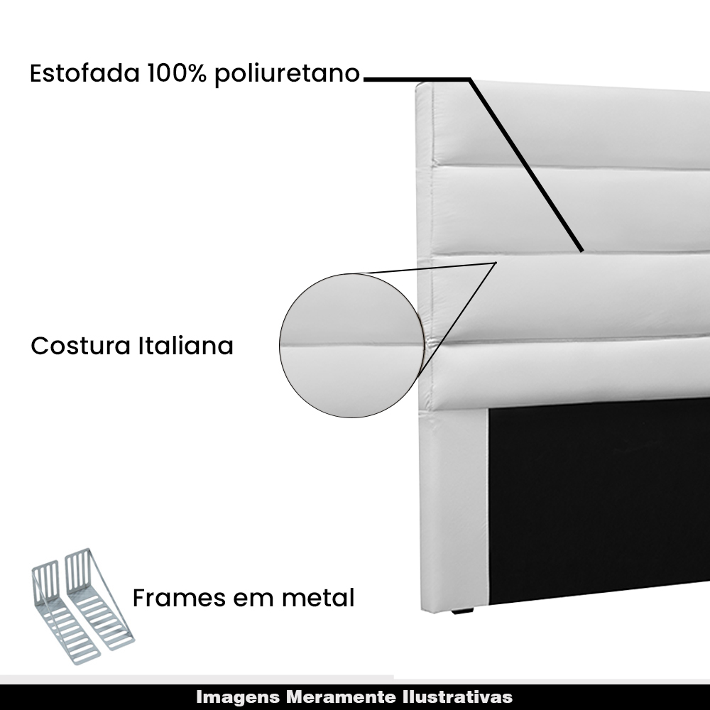 Cabeceira Decorativa Queen Size 1,60M Guess PU Branco G63 - Gran Belo