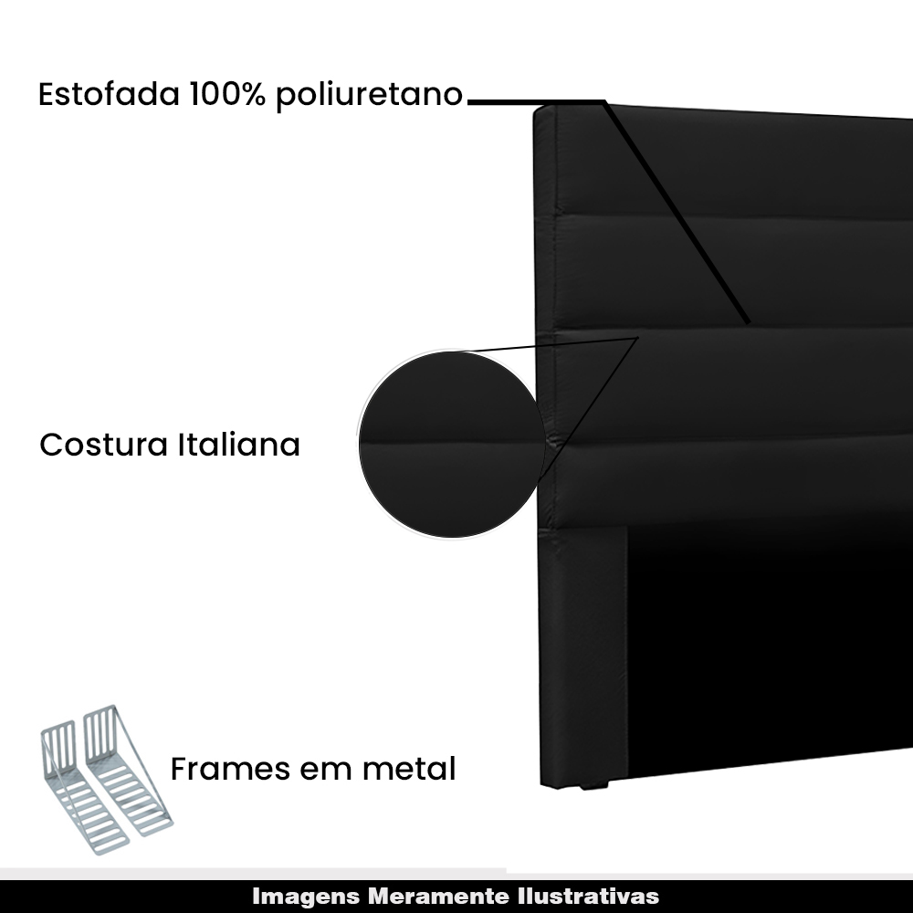 Cabeceira Decorativa Queen Size 1,60M Guess PU Preto G63 - Gran Belo