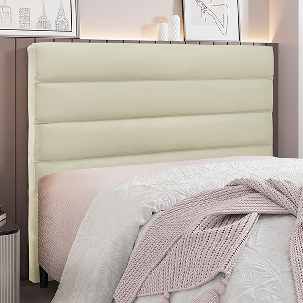 Cabeceira Decorativa Queen Size 1,60M Guess Veludo Bege G63 - Gran Belo