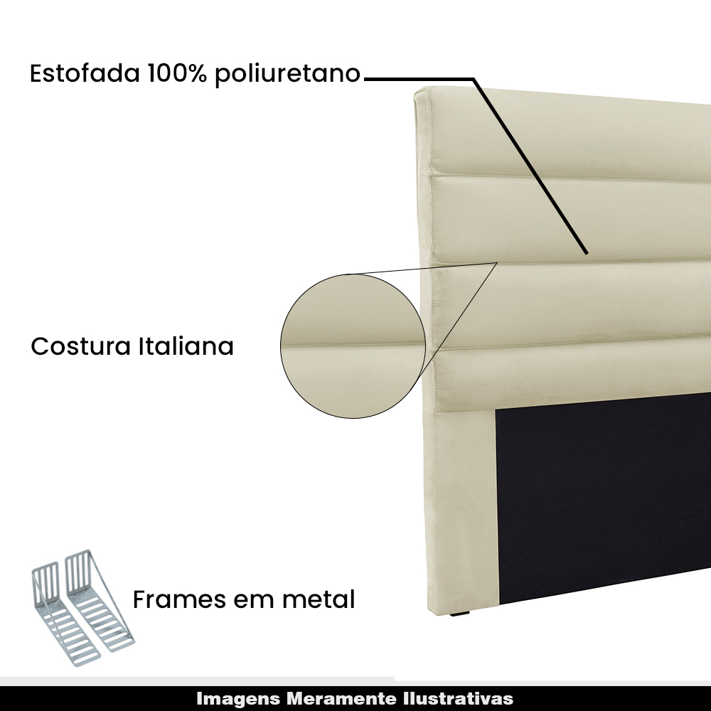 Cabeceira Decorativa Queen Size 1,60M Guess Veludo Bege G63 - Gran Belo