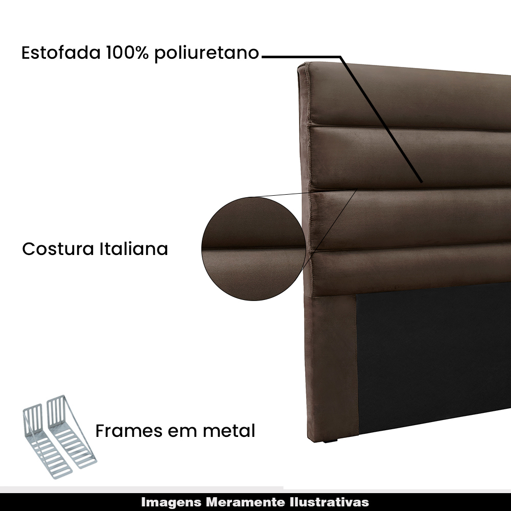 Cabeceira Decorativa Queen Size 1,60M Guess Veludo Marrom G63 - Gran Belo