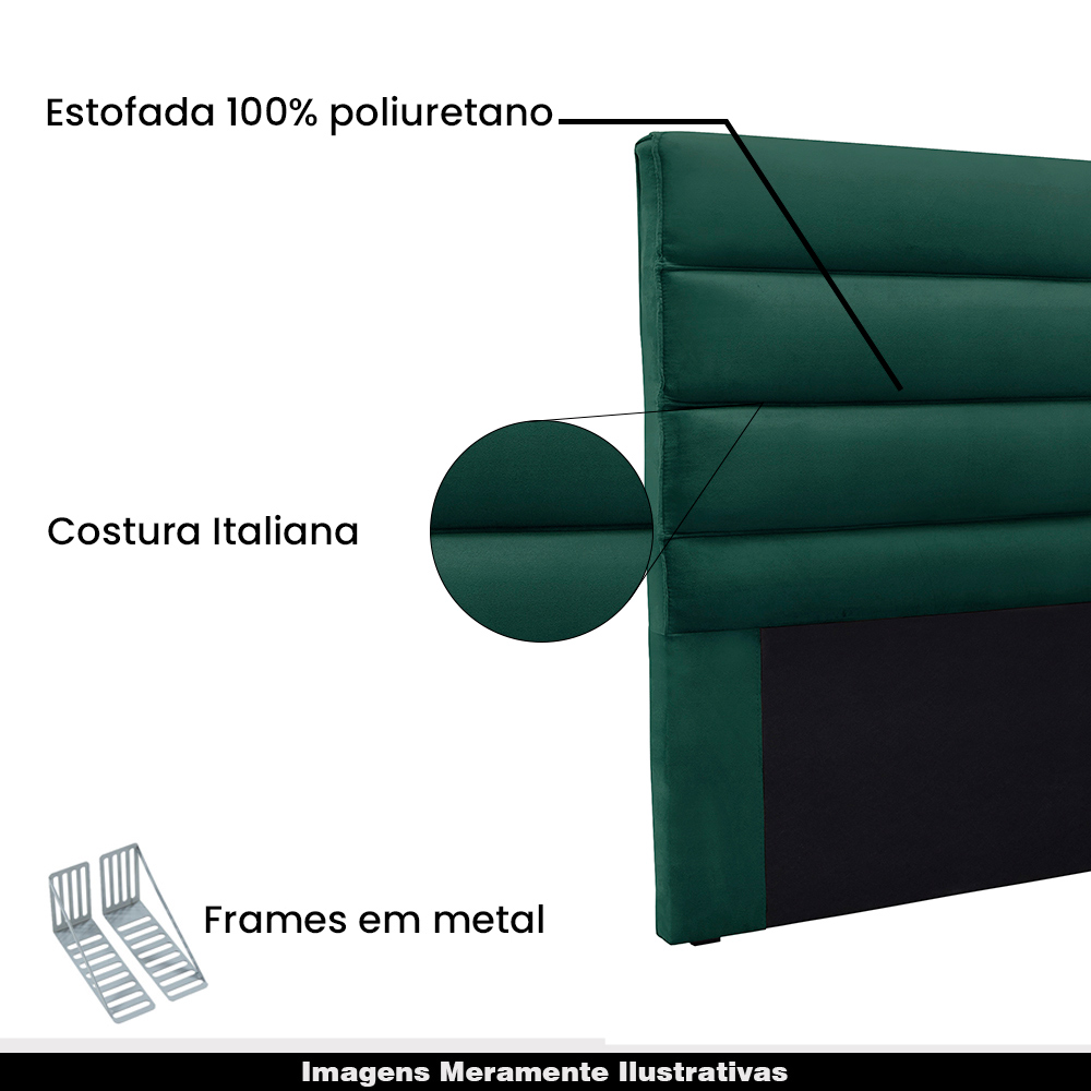 Cabeceira Decorativa Queen Size 1,60M Guess Veludo Verde Floresta G63 - Gran Belo