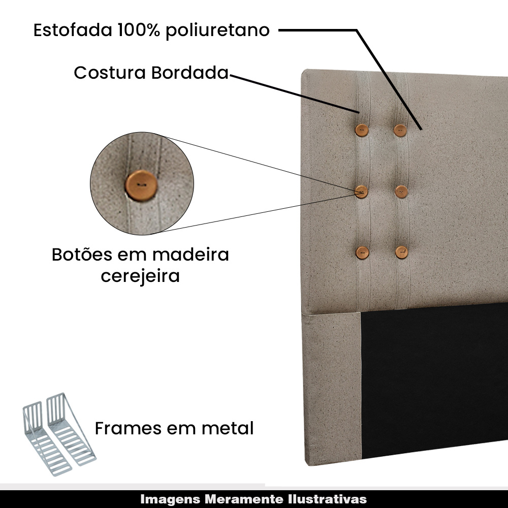 Cabeceira Decorativa Queen Size 1,60M Kors Linho Areia G63 - Gran Belo