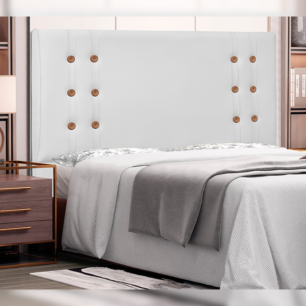 Cabeceira Decorativa Queen Size 1,60M Kors PU Branco G63 - Gran Belo