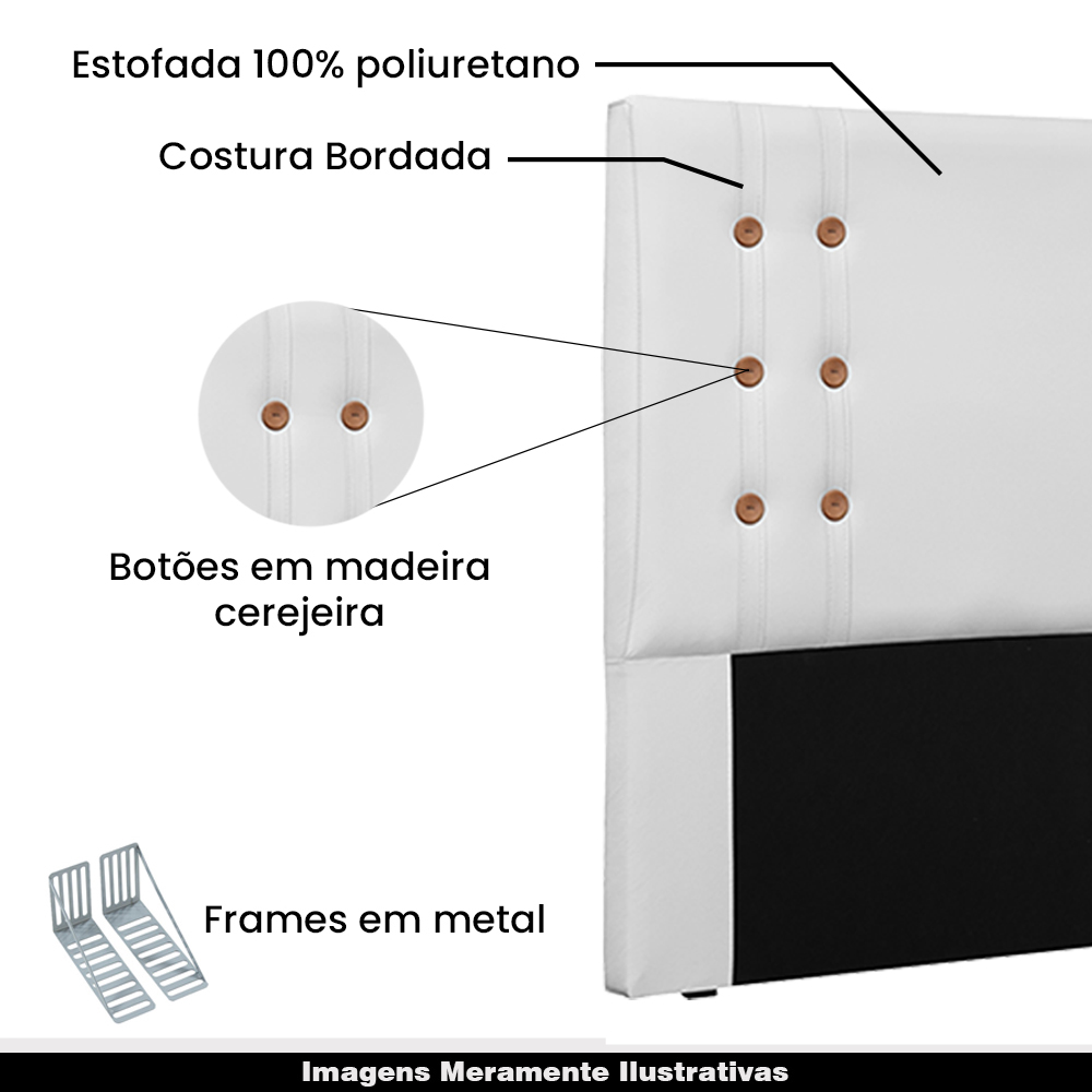 Cabeceira Decorativa Queen Size 1,60M Kors PU Branco G63 - Gran Belo