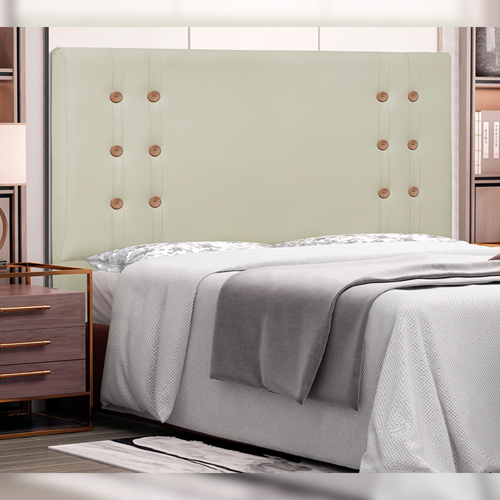 Cabeceira Decorativa Queen Size 1,60M Kors PU Marfim G63 - Gran Belo