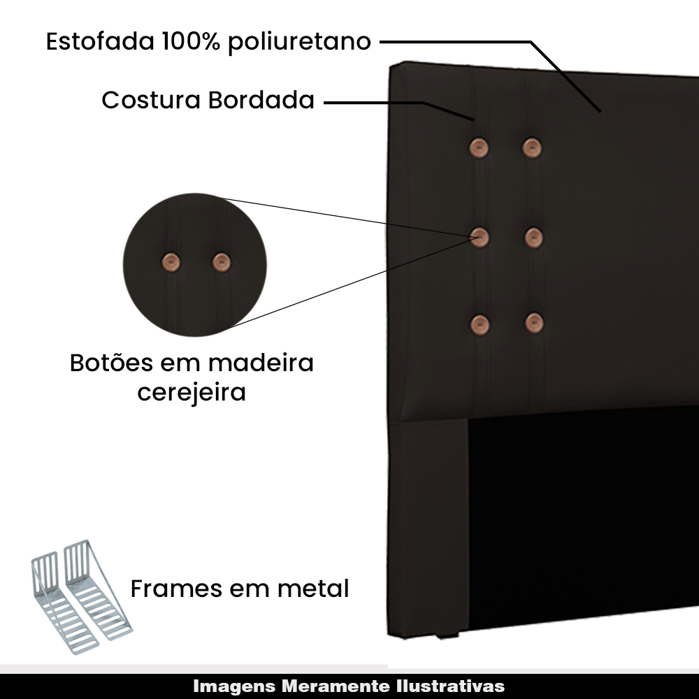 Cabeceira Decorativa Queen Size 1,60M Kors PU Marrom G63 - Gran Belo