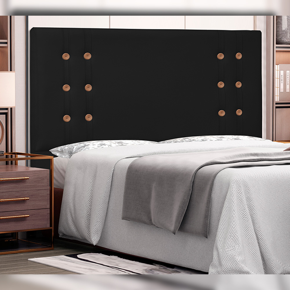 Cabeceira Decorativa Queen Size 1,60M Kors PU Preto G63 - Gran Belo