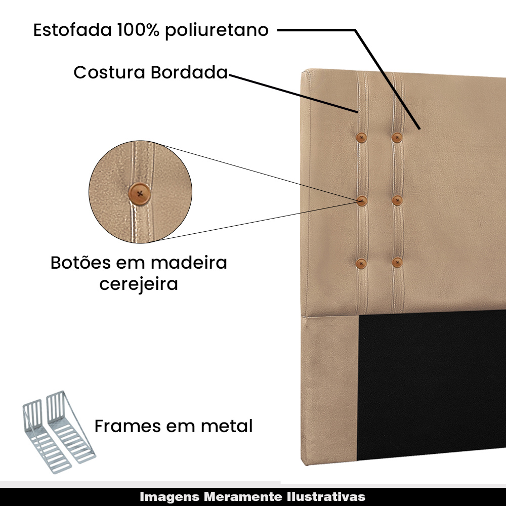 Cabeceira Decorativa Queen Size 1,60M Kors Suede Bege G63 - Gran Belo
