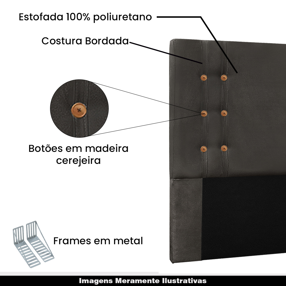 Cabeceira Decorativa Queen Size 1,60M Kors Suede Cinza G63 - Gran Belo