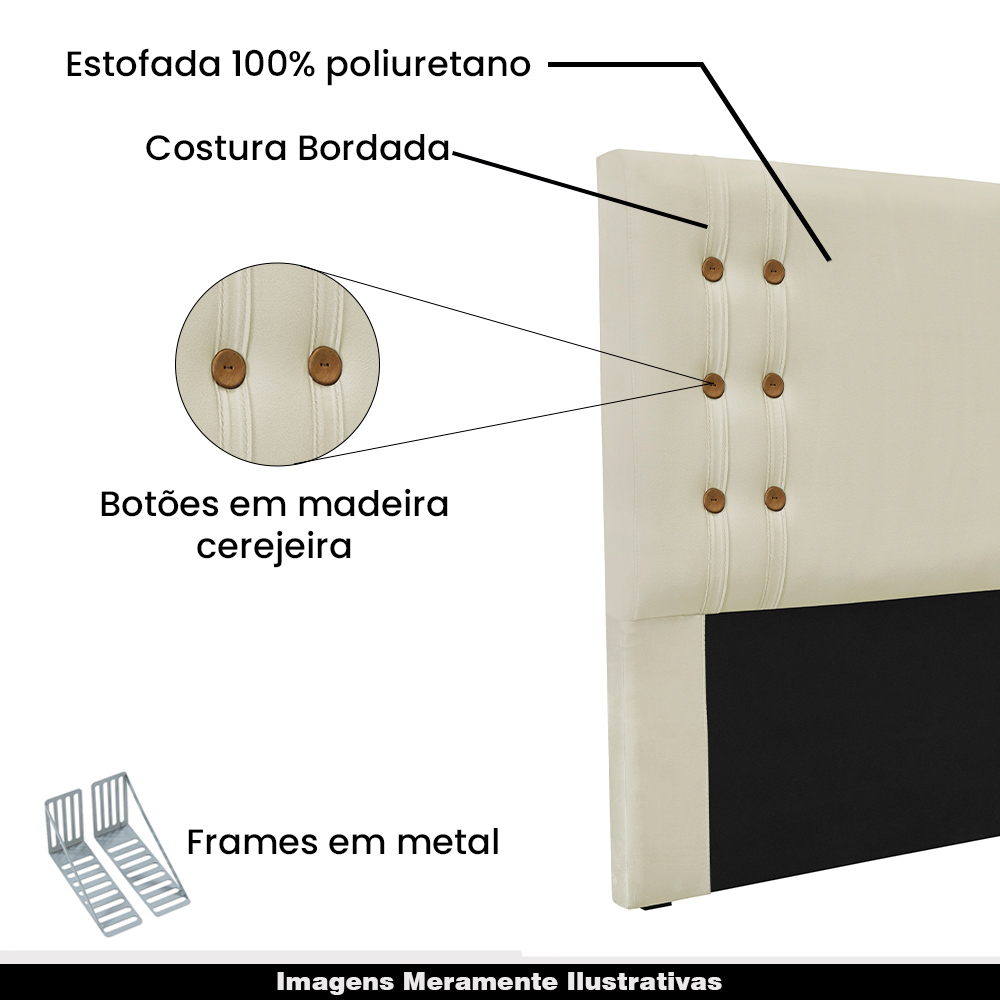 Cabeceira Decorativa Queen Size 1,60M Kors Veludo Bege G63 - Gran Belo