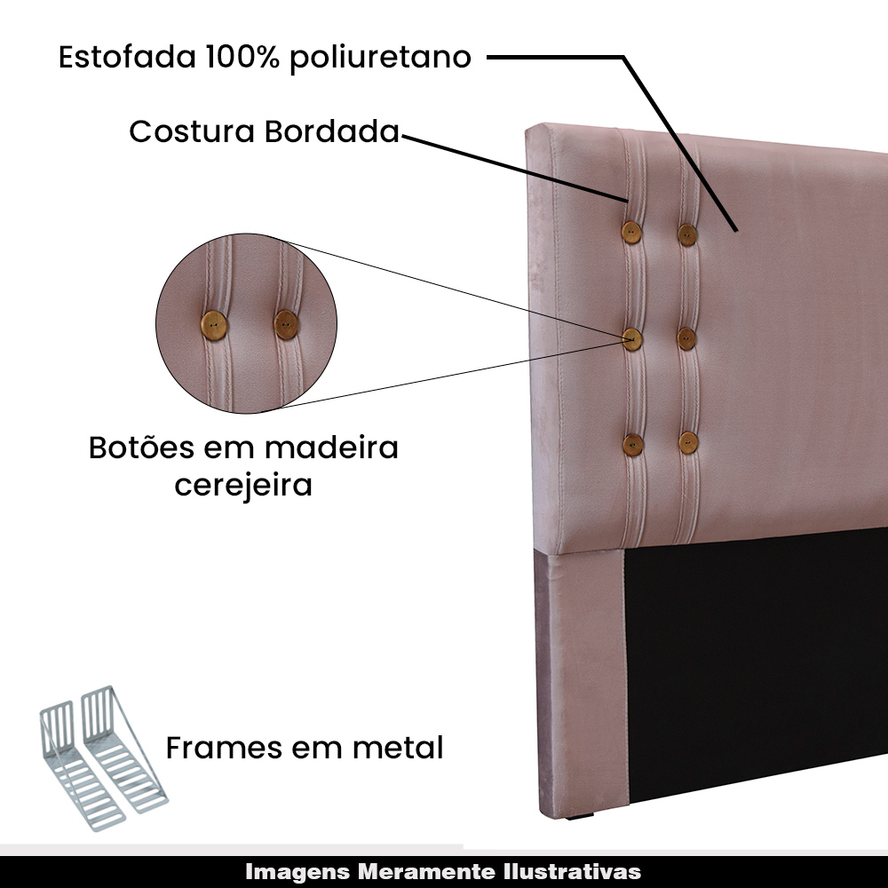 Cabeceira Decorativa Queen Size 1,60M Kors Veludo Lilás G63 - Gran Belo