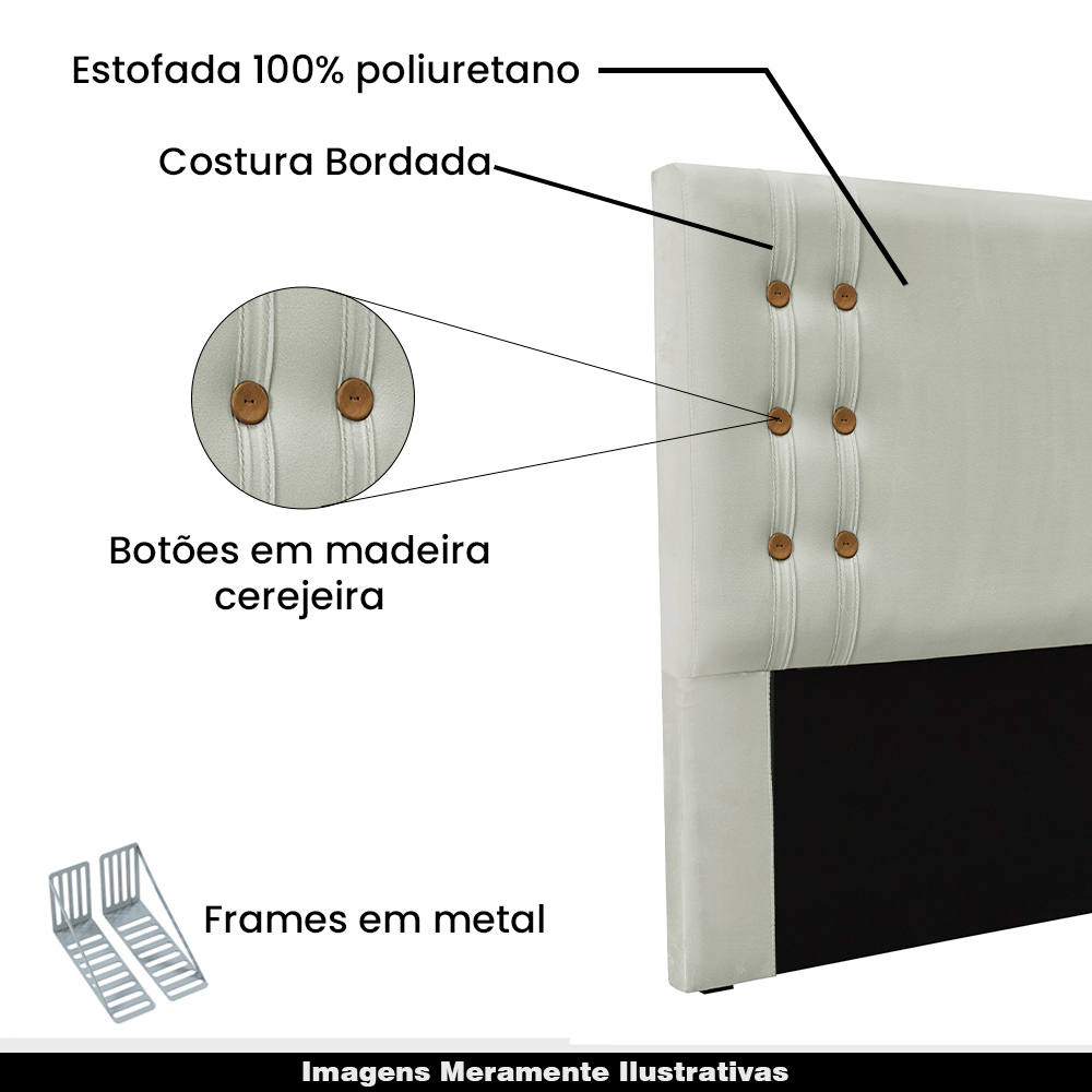 Cabeceira Decorativa Queen Size 1,60M Kors Veludo Prata G63 - Gran Belo
