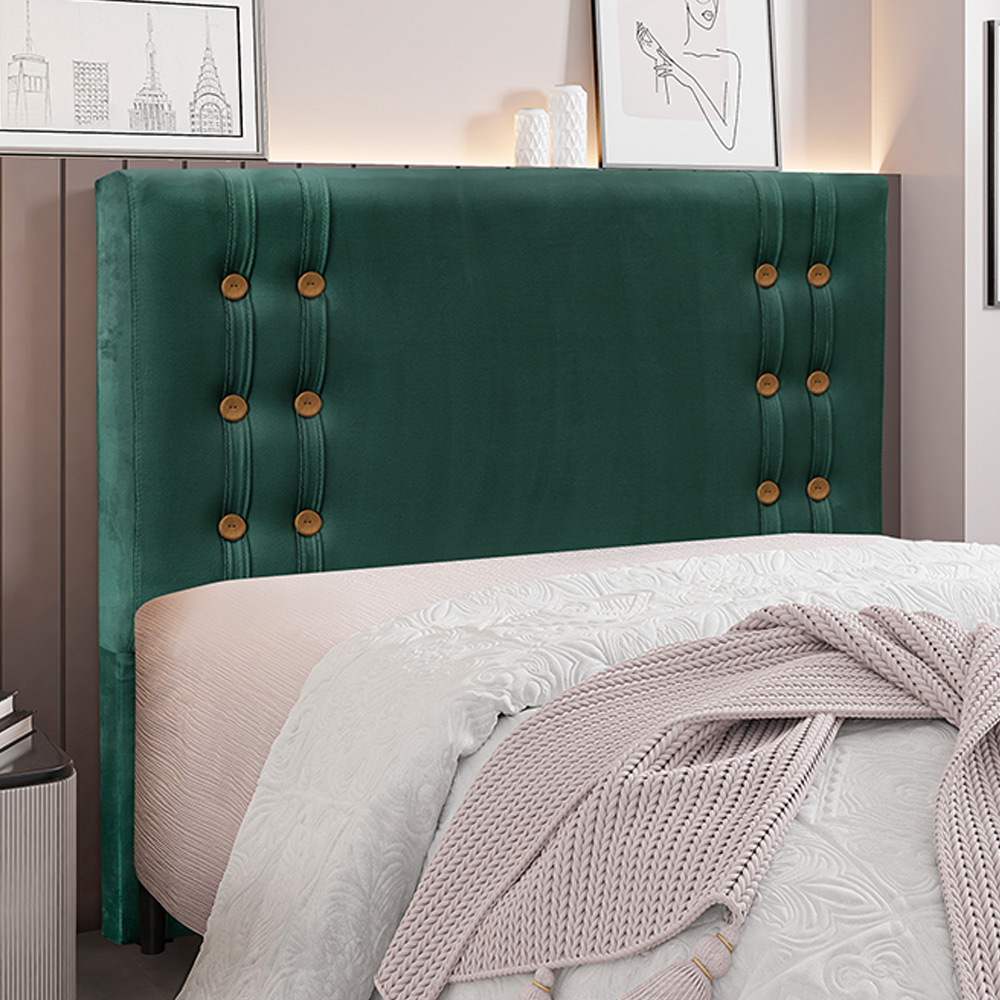 Cabeceira Decorativa Queen Size 1,60M Kors Veludo Verde Floresta G63 - Gran Belo