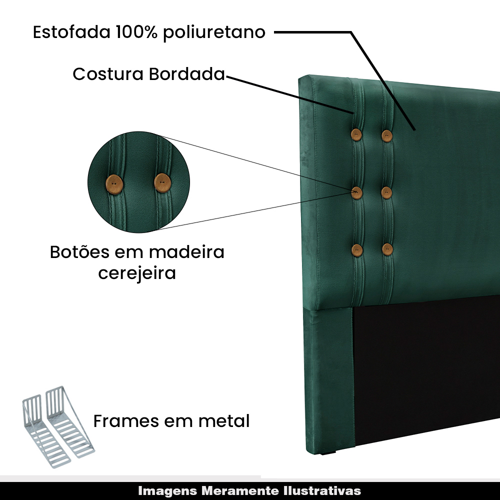Cabeceira Decorativa Queen Size 1,60M Kors Veludo Verde Floresta G63 - Gran Belo