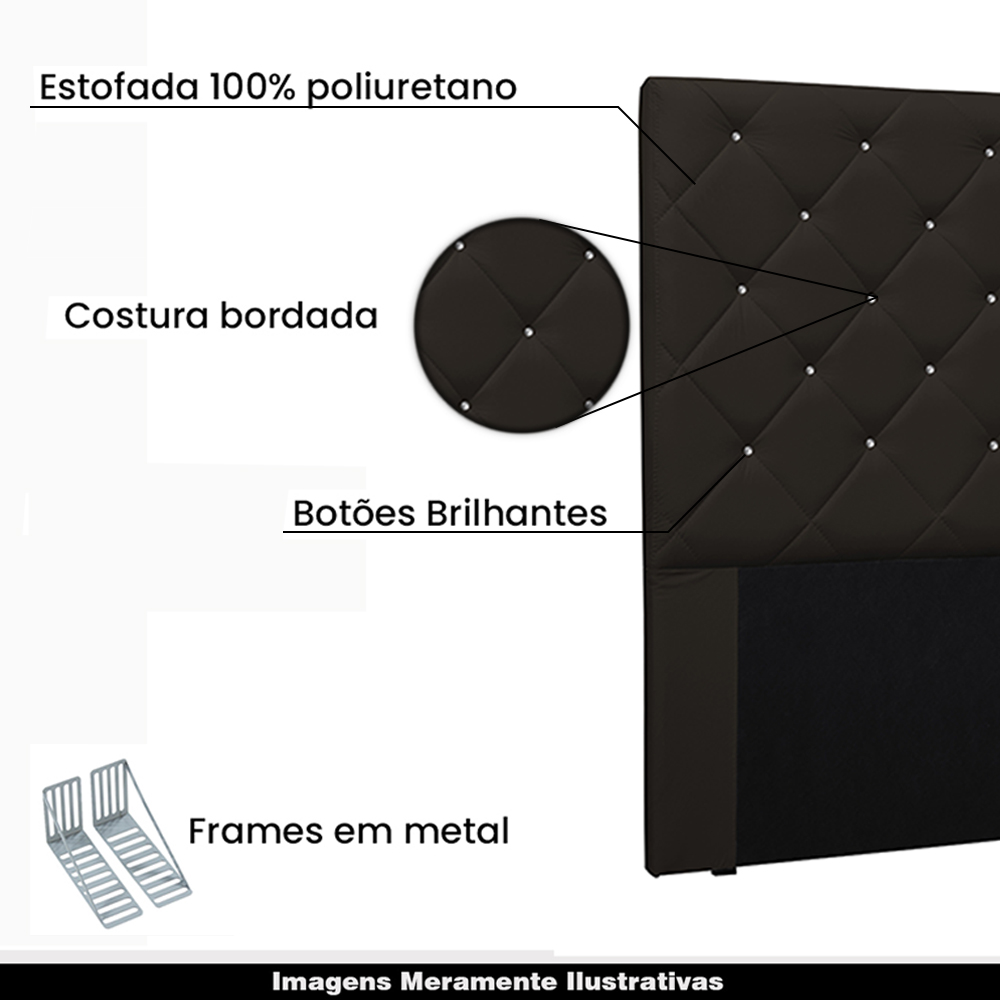 Cabeceira Decorativa Queen Size 1,60M Tàzio PU Marrom G63 - Gran Belo