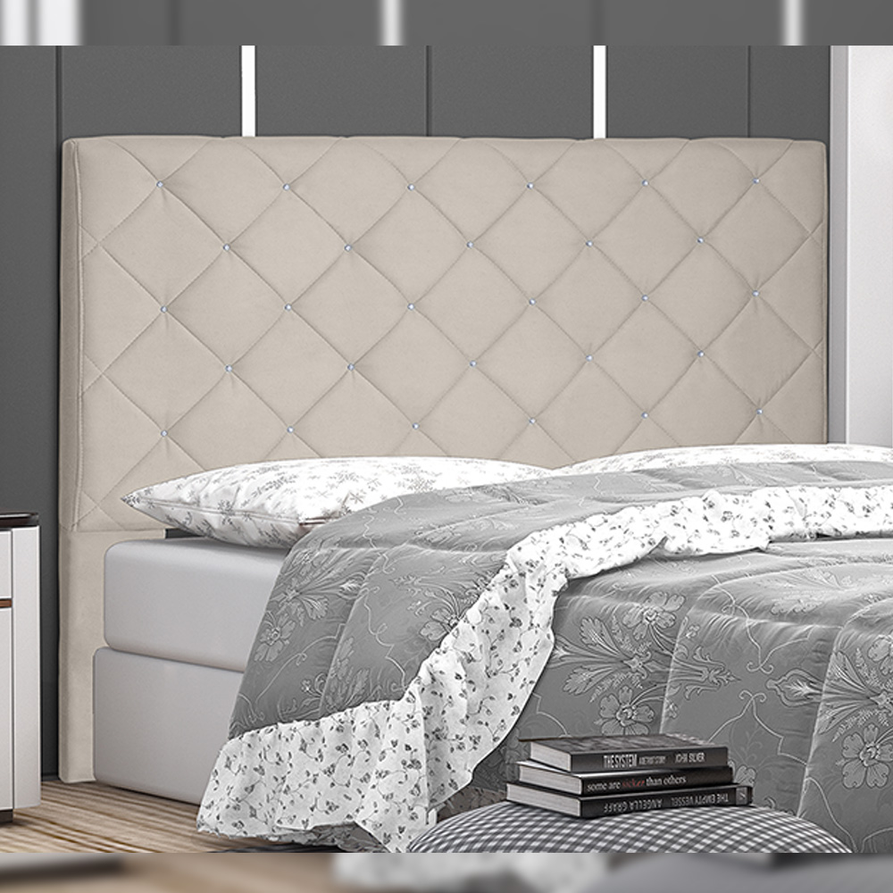 Cabeceira Decorativa Queen Size 1,60M Tàzio Suede Bege G63 - Gran Belo