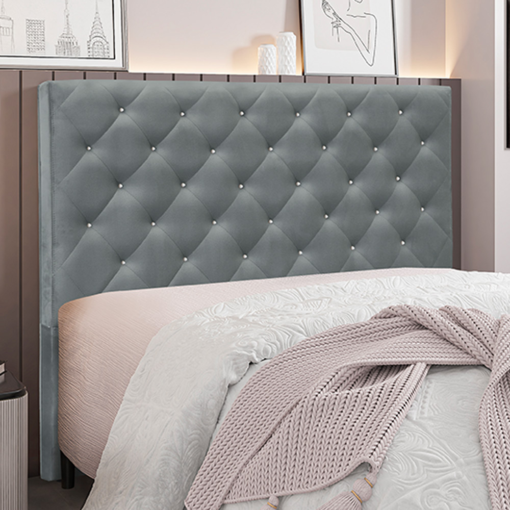 Cabeceira Decorativa Queen Size 1,60M Tàzio Veludo Cinza G63 - Gran Belo