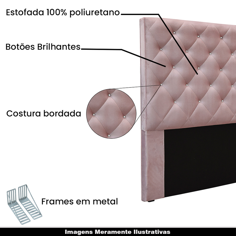 Cabeceira Decorativa Queen Size 1,60M Tàzio Veludo Lilás G63 - Gran Belo