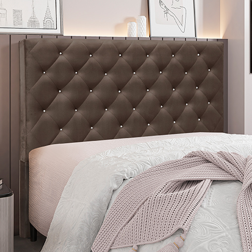 Cabeceira Decorativa Queen Size 1,60M Tàzio Veludo Marrom G63 - Gran Belo