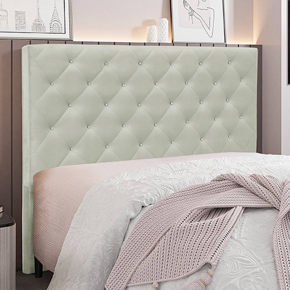 Cabeceira Decorativa Queen Size 1,60M Tàzio Veludo Prata G63 - Gran Belo