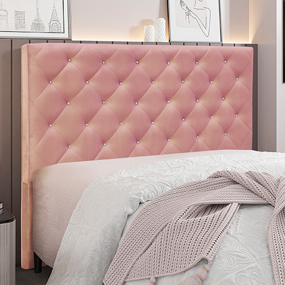 Cabeceira Decorativa Queen Size 1,60M Tàzio Veludo Rosa G63 - Gran Belo