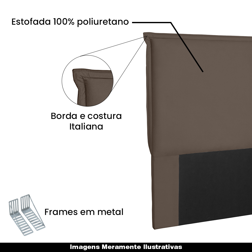Cabeceira Decorativa Queen Size 1,60M Trento Suede Caramelo G63 - Gran Belo