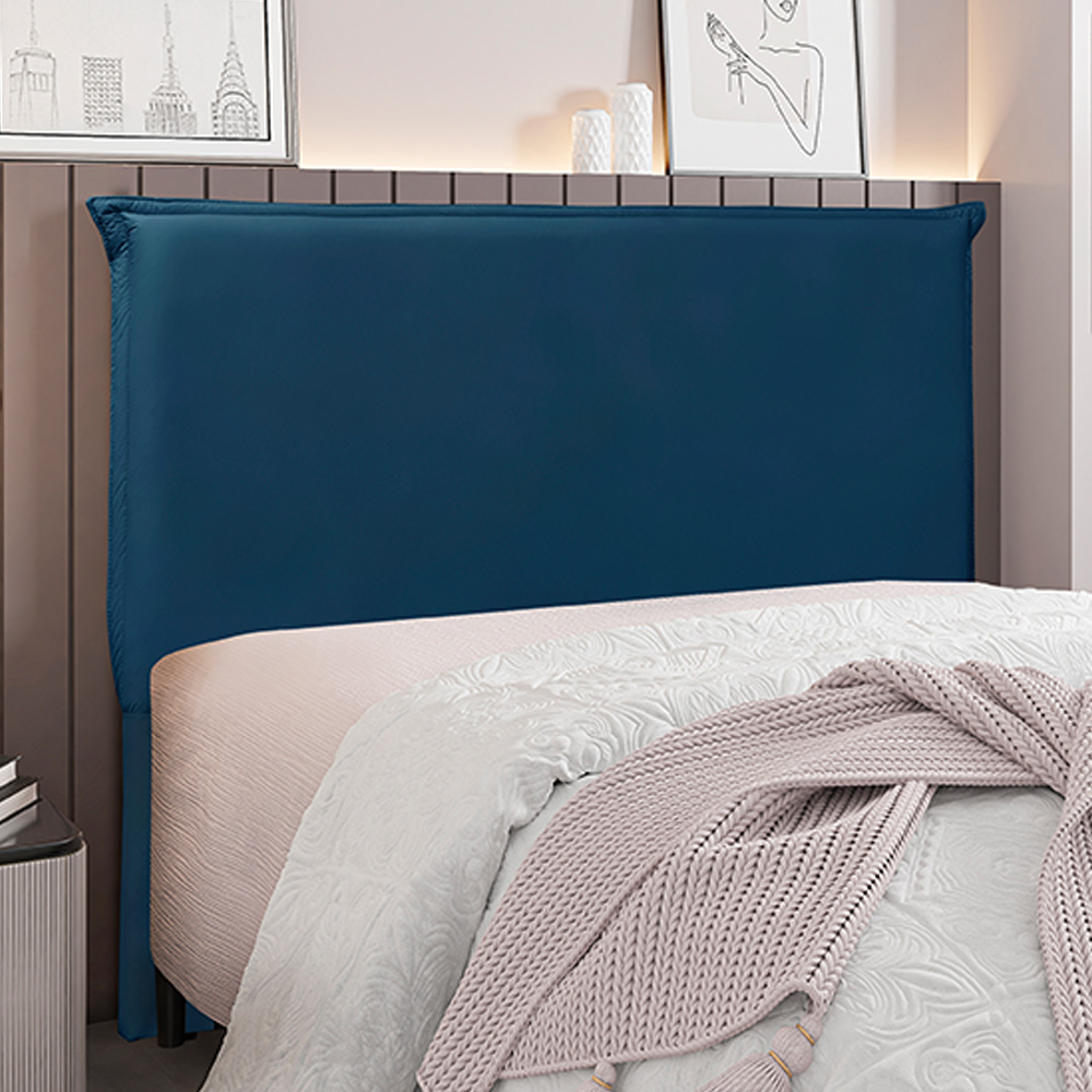 Cabeceira Decorativa Queen Size 1,60M Trento Veludo Azul Marinho G63 - Gran Belo