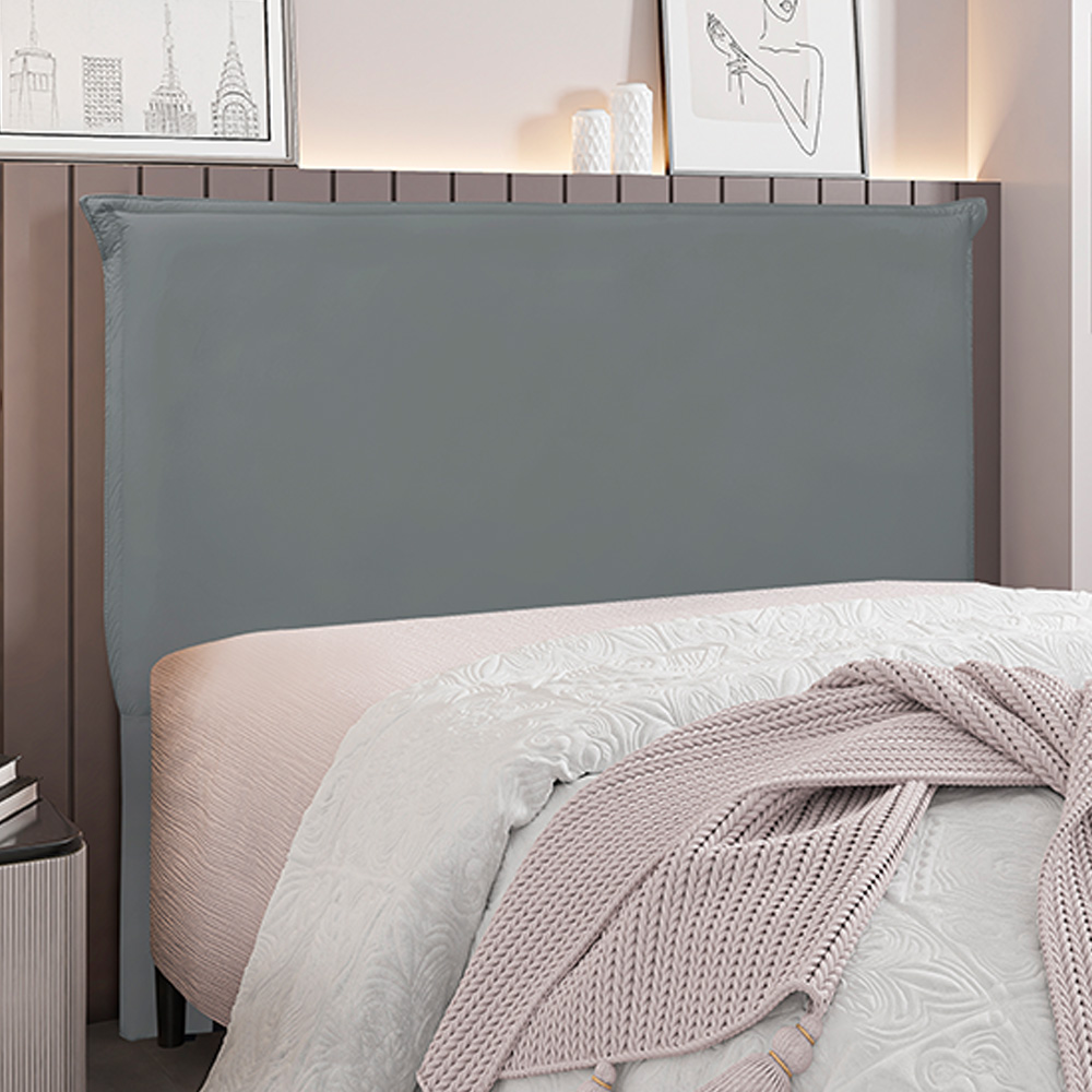 Cabeceira Decorativa Queen Size 1,60M Trento Veludo Cinza G63 - Gran Belo
