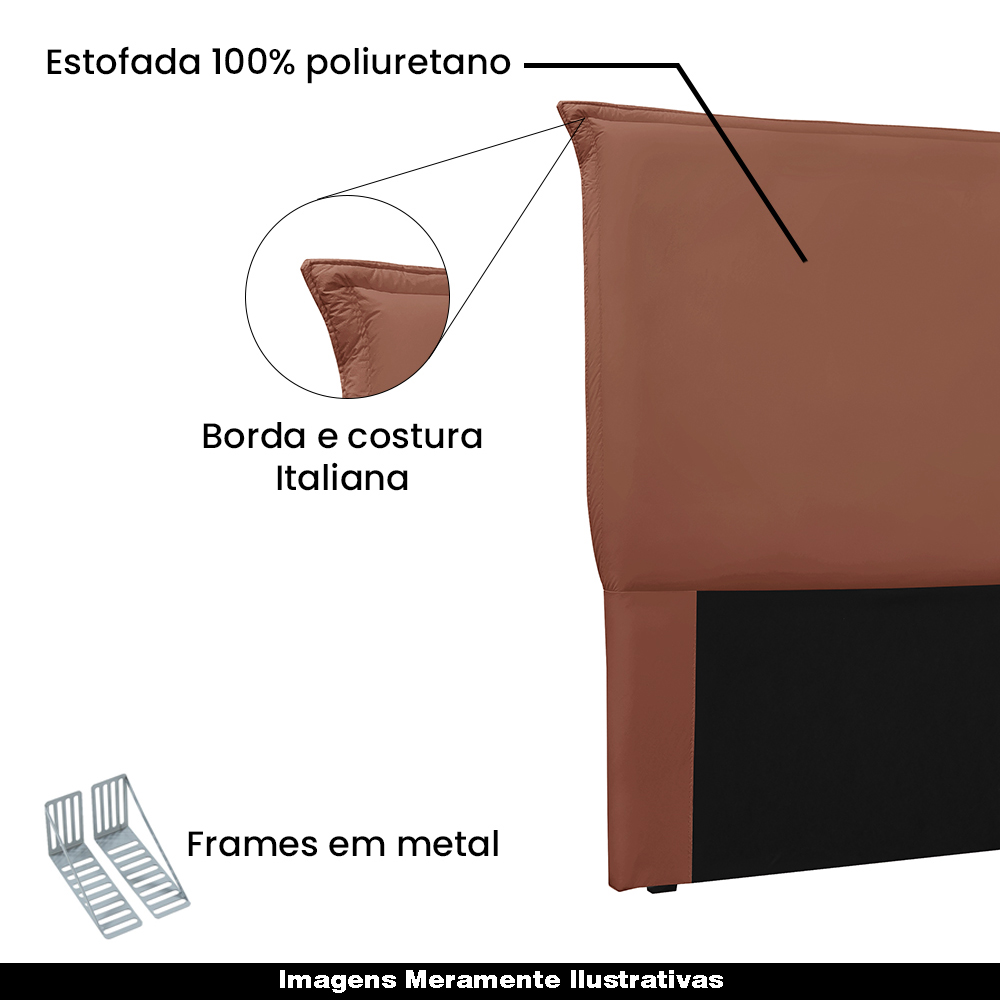 Cabeceira Decorativa Queen Size 1,60M Trento Veludo Cobre G63 - Gran Belo