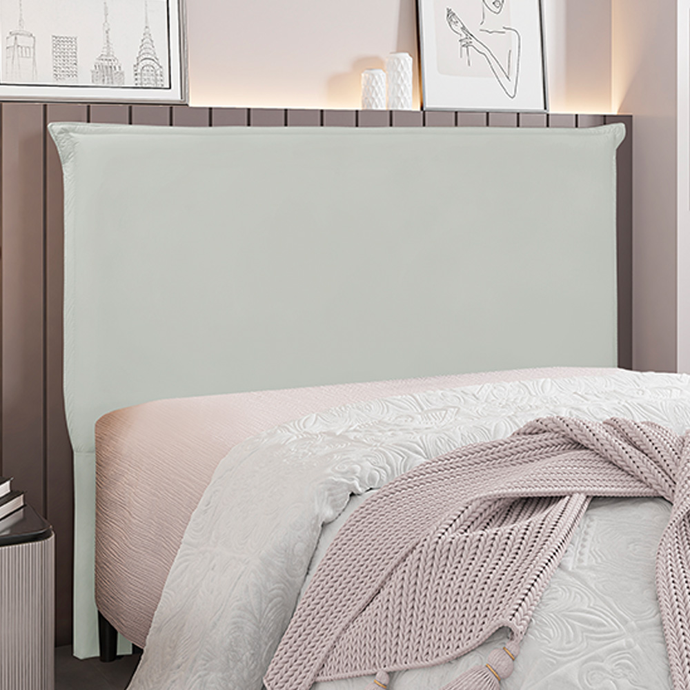 Cabeceira Decorativa Queen Size 1,60M Trento Veludo Prata G63 - Gran Belo