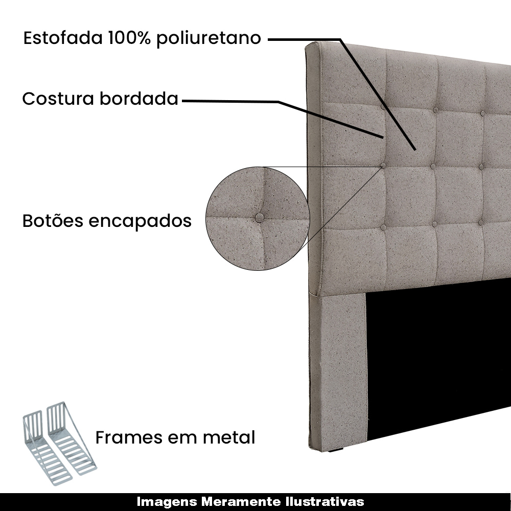Cabeceira Decorativa Queen Size 1,60M Tropea Linho Areia G63 - Gran Belo