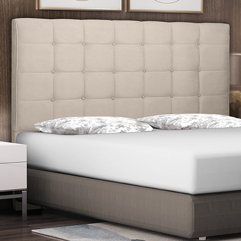 Cabeceira Decorativa Queen Size 1,60M Tropea Suede Bege G63 - Gran Belo
