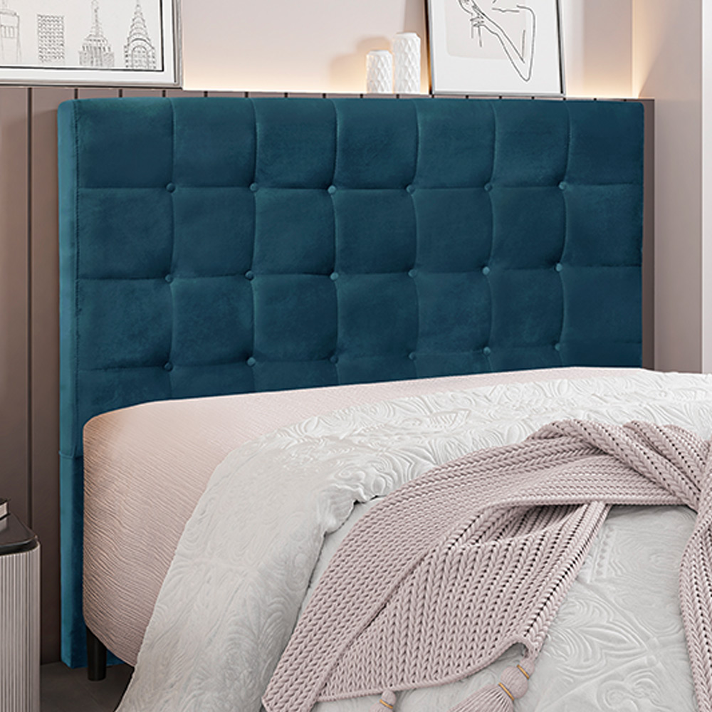 Cabeceira Decorativa Queen Size 1,60M Tropea Veludo Azul Marinho G63 - Gran Belo