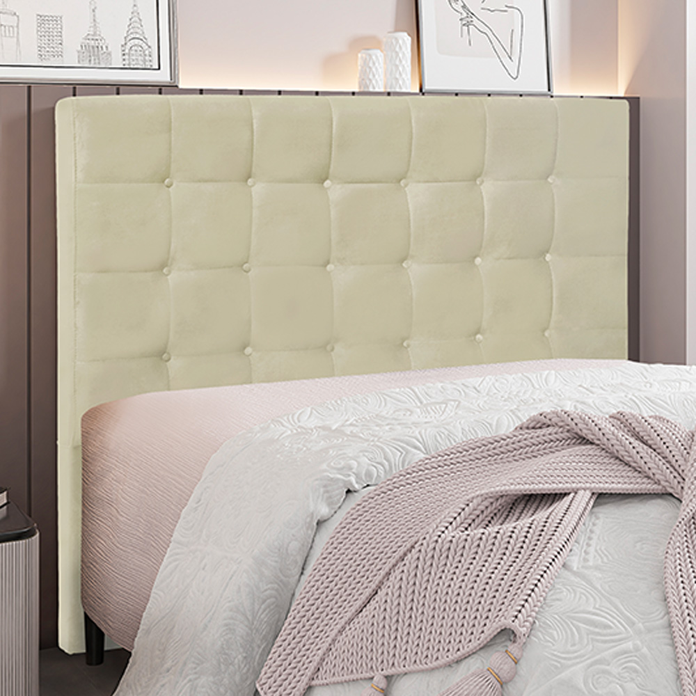 Cabeceira Decorativa Queen Size 1,60M Tropea Veludo Bege G63 - Gran Belo