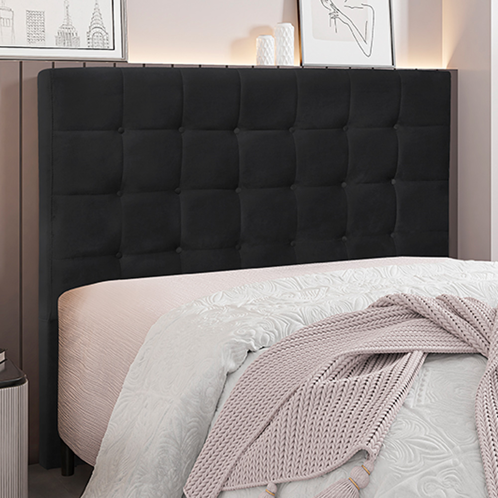 Cabeceira Decorativa Queen Size 1,60M Tropea Veludo Preto G63 - Gran Belo