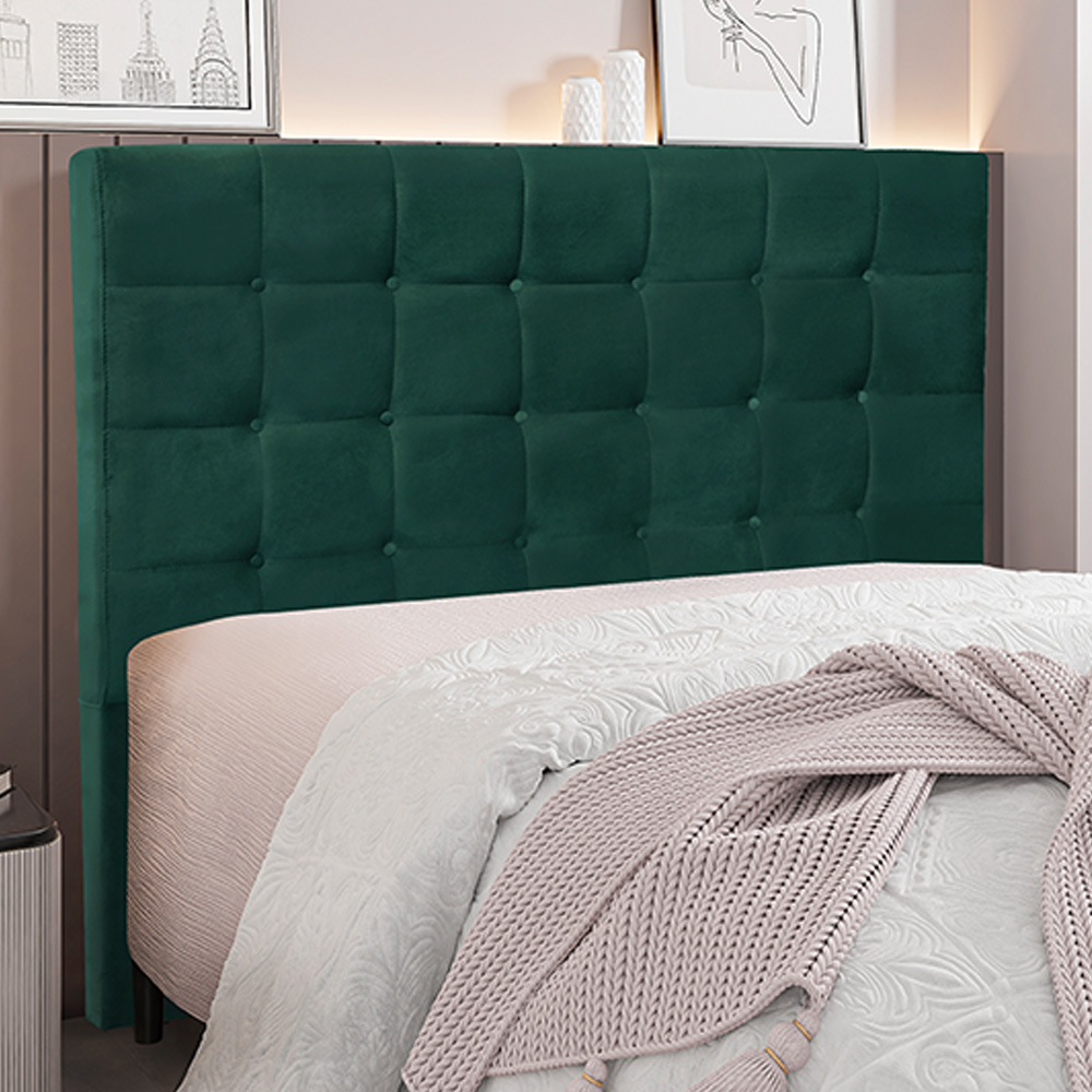 Cabeceira Decorativa Queen Size 1,60M Tropea Veludo Verde Floresta G63 - Gran Belo