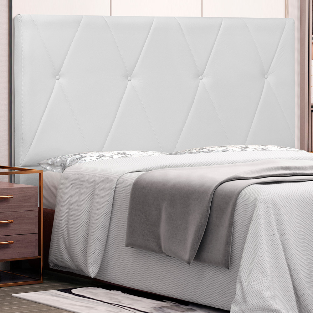 Cabeceira Decorativa Queen Size 1,60M Yves PU Branco G63 - Gran Belo