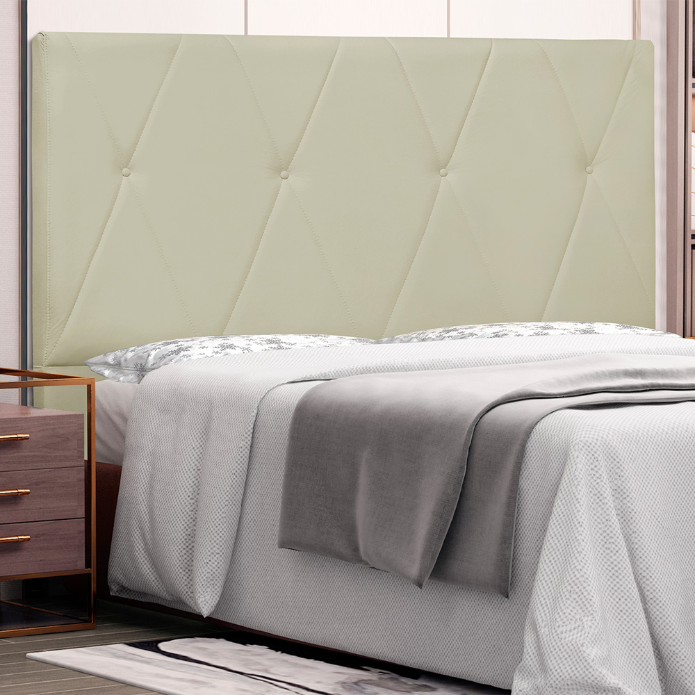 Cabeceira Decorativa Queen Size 1,60M Yves PU Marfim G63 - Gran Belo
