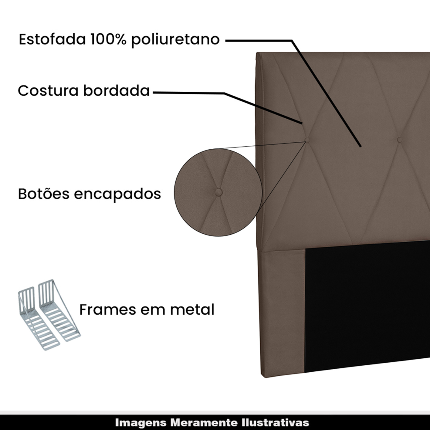 Cabeceira Decorativa Queen Size 1,60M Yves Suede Caramelo G63 - Gran Belo