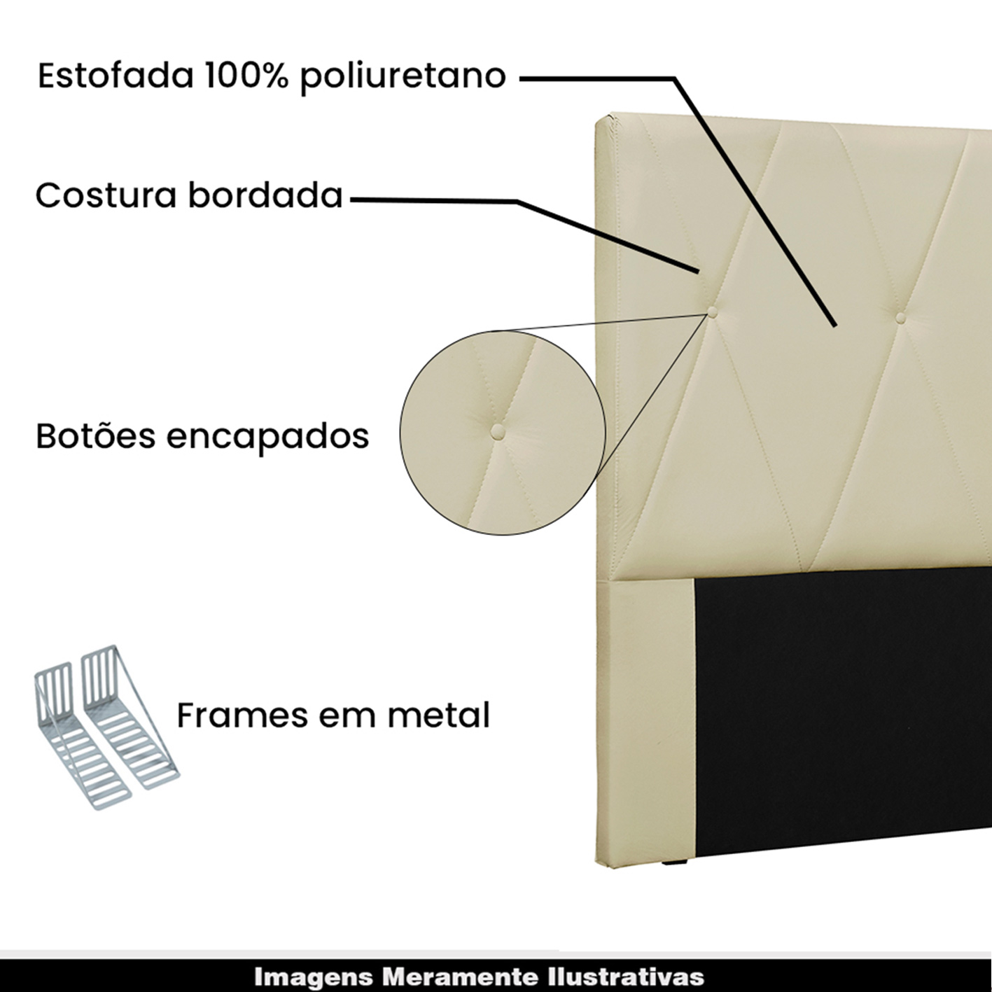 Cabeceira Decorativa Queen Size 1,60M Yves Veludo Bege G63 - Gran Belo