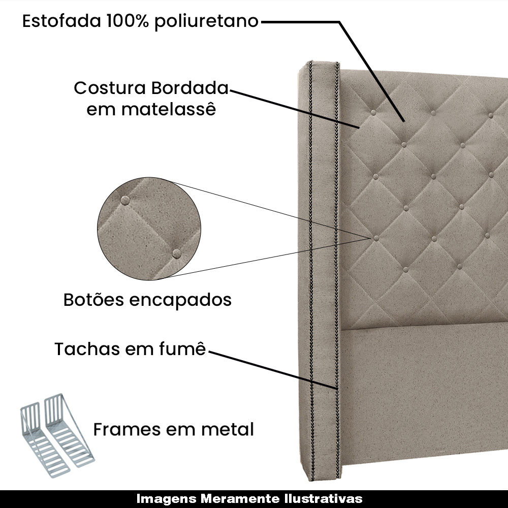 Cabeceira Decorativa Queen Size 1,84M Loewe Linho Areia G63 - Gran Belo