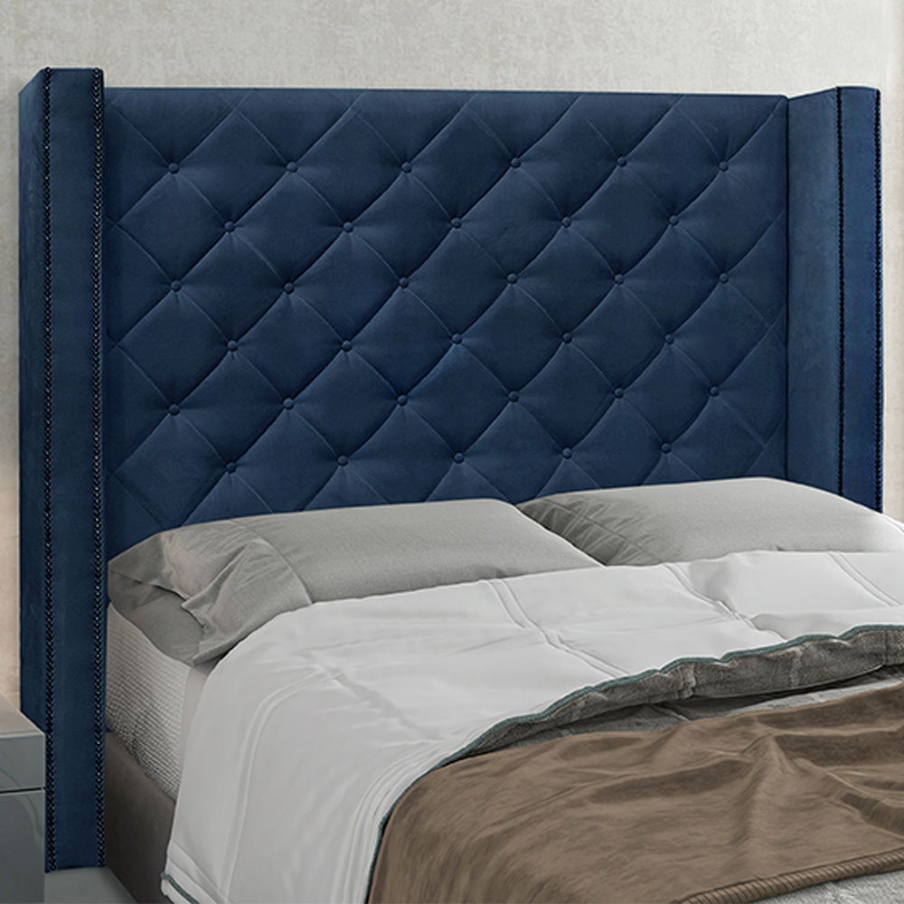 Cabeceira Decorativa Queen Size 1,84M Loewe Suede Azul Marinho G63 - Gran Belo