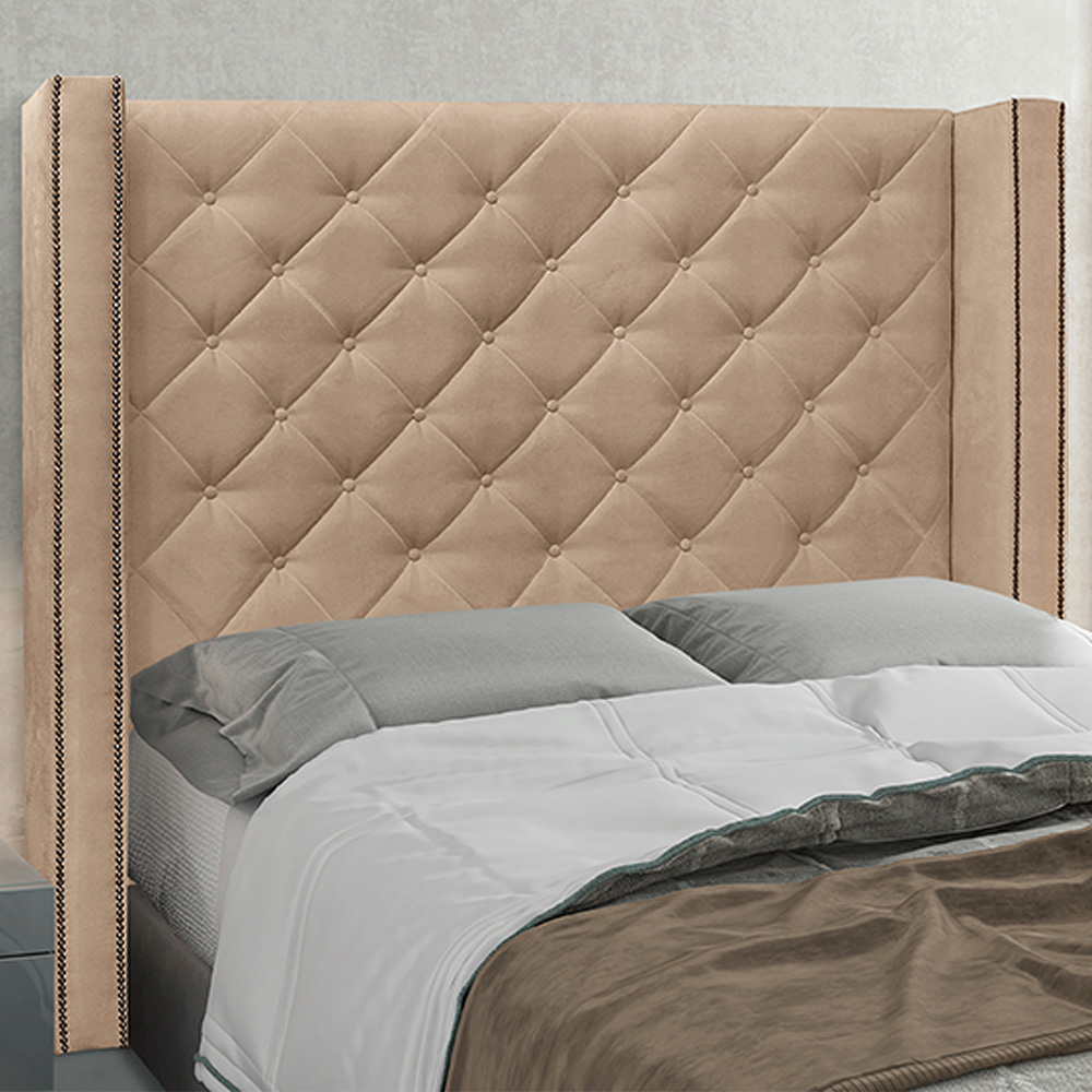 Cabeceira Decorativa Queen Size 1,84M Loewe Suede Bege G63 - Gran Belo