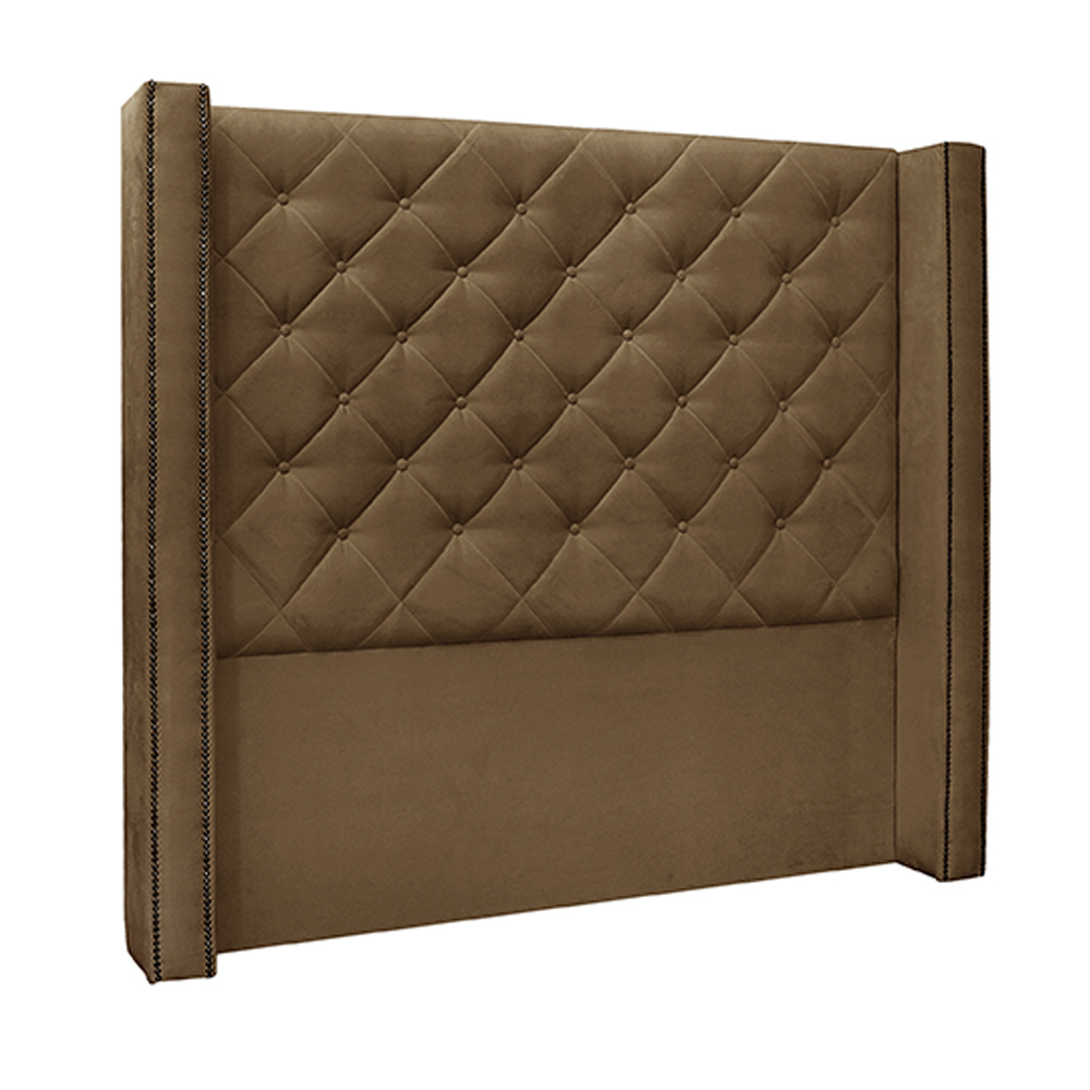 Cabeceira Decorativa Queen Size 1,84M Loewe Suede Caramelo G63 - Gran Belo